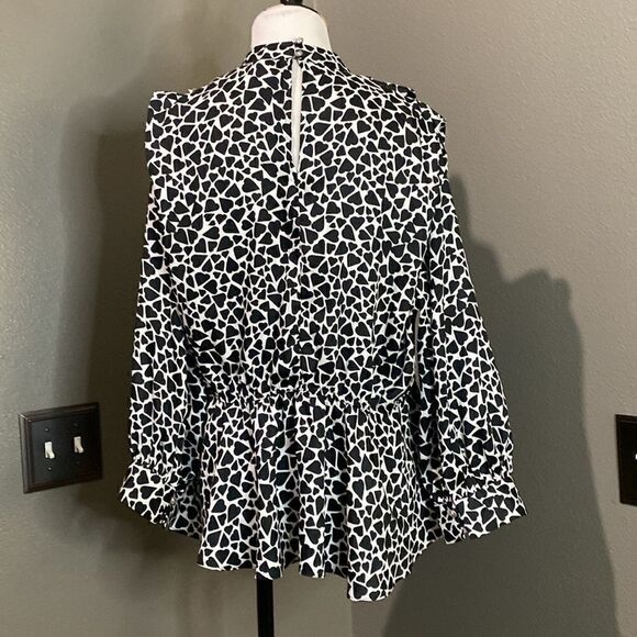 ASOS River Island 3/4 Length Long Sleeves Hearts Peplum Blouse - Picture 13 of 16